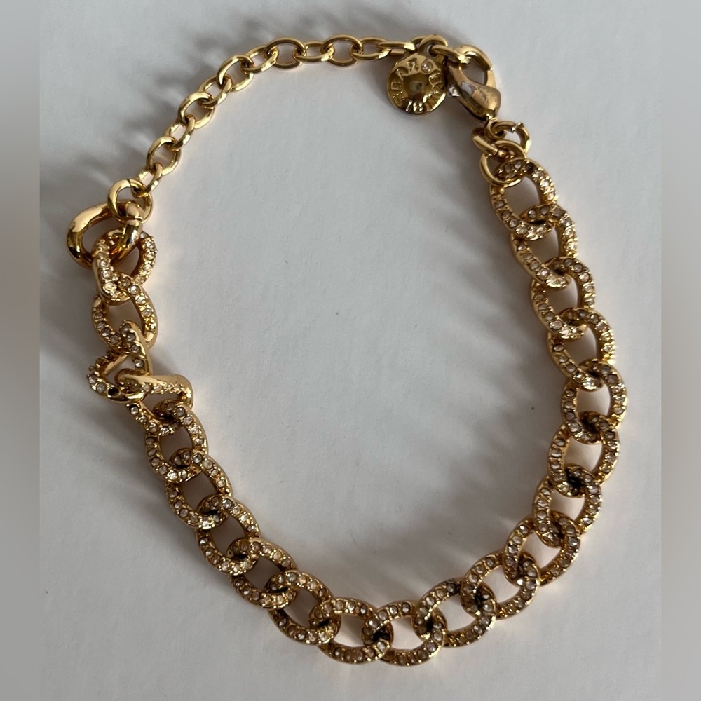 Gold BaubleBar Pavé Stone Chain Bracelet - Picture 3 of 4